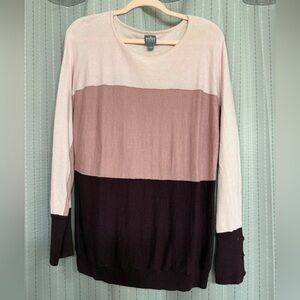 Soho Color Block Long Sleeve Top - Pink and Dark Purple
